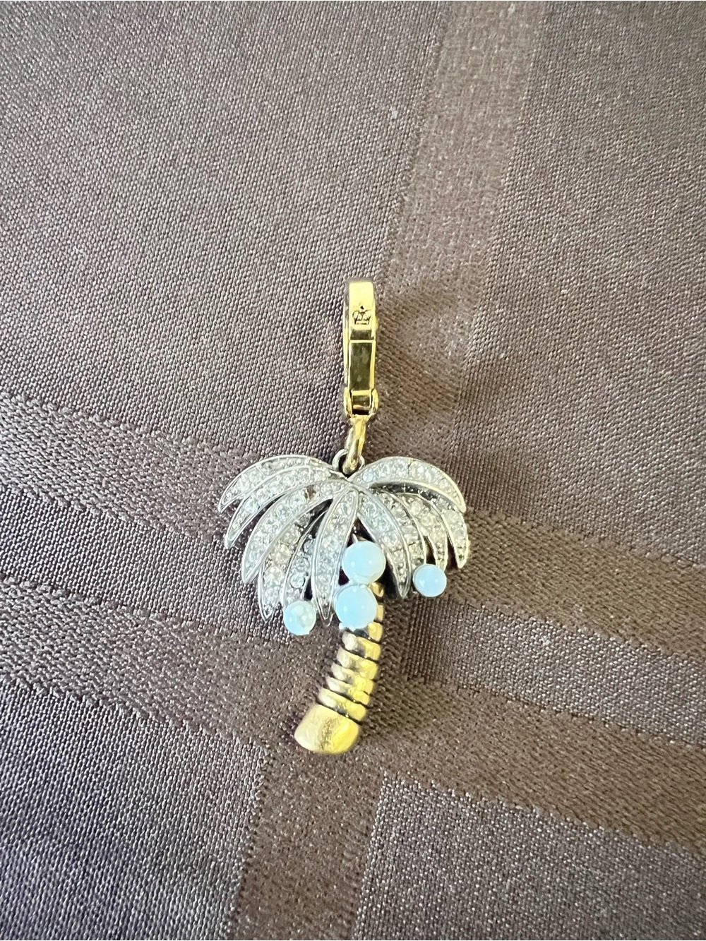 Vintage Juicy Couture Pave Rhinestone & Pearl Tropical Palm Tree Charm As Is